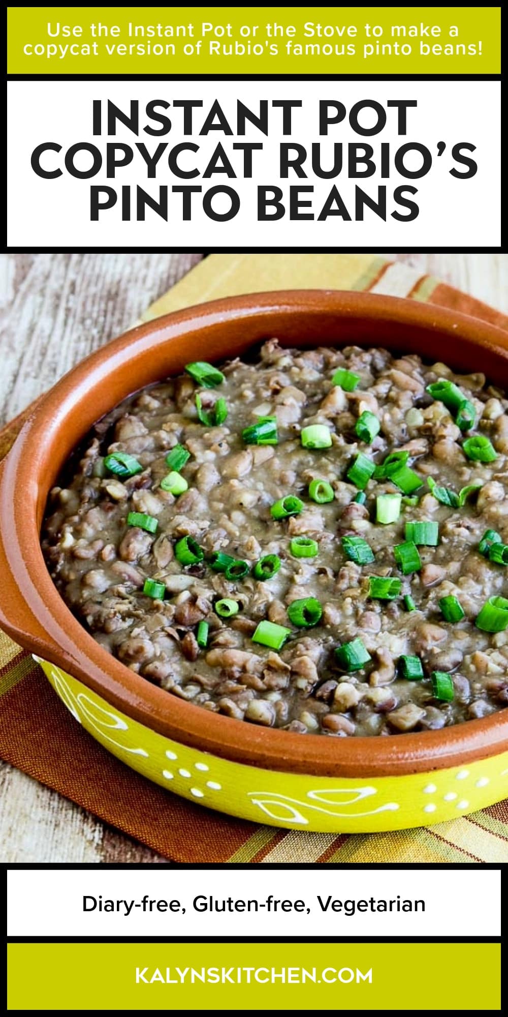 Pinterest image of Instant Pot Copycat Rubio's Pinto Beans