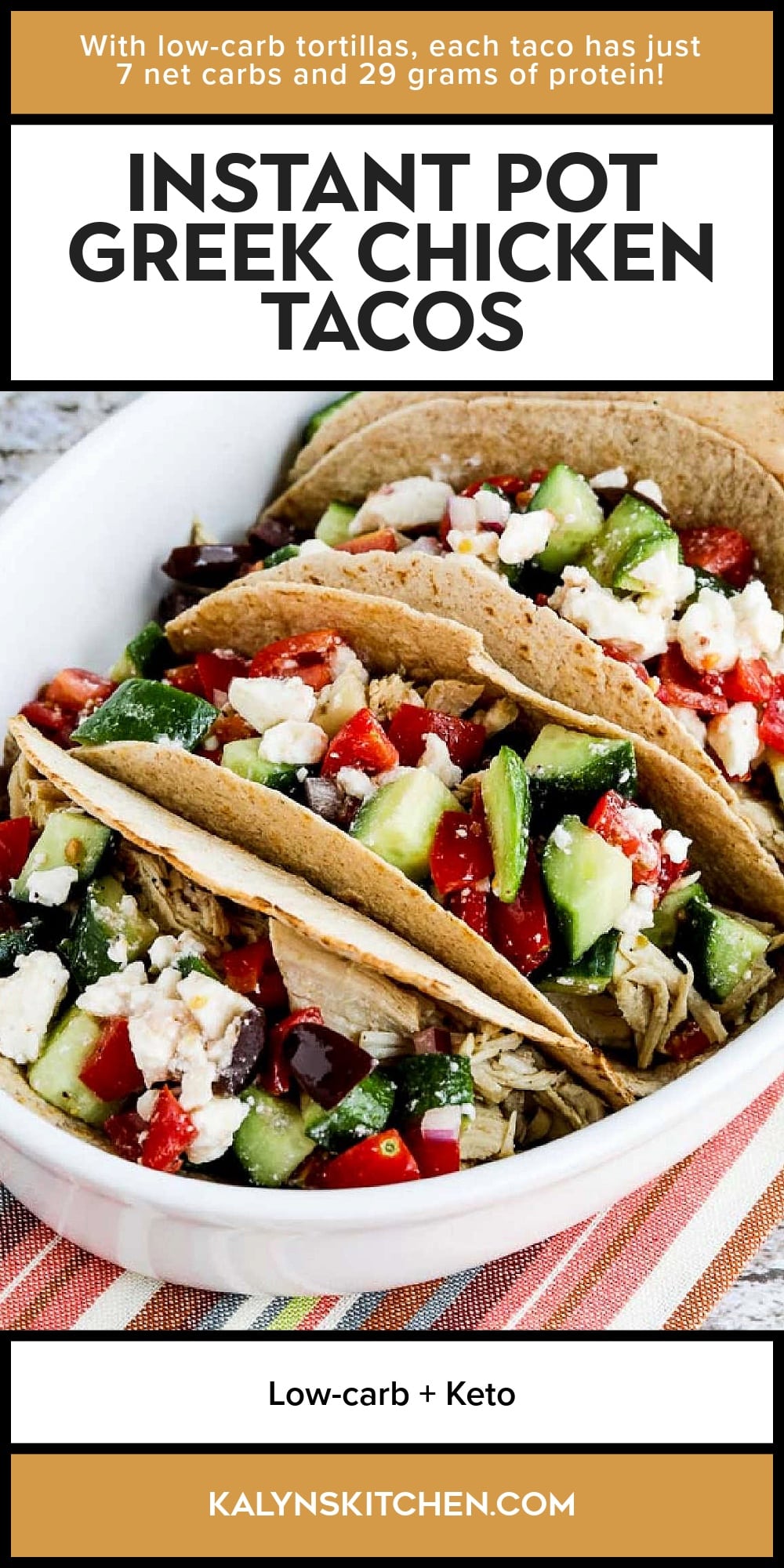 Pinterest image of Instant Pot Greek Chicken Tacos
