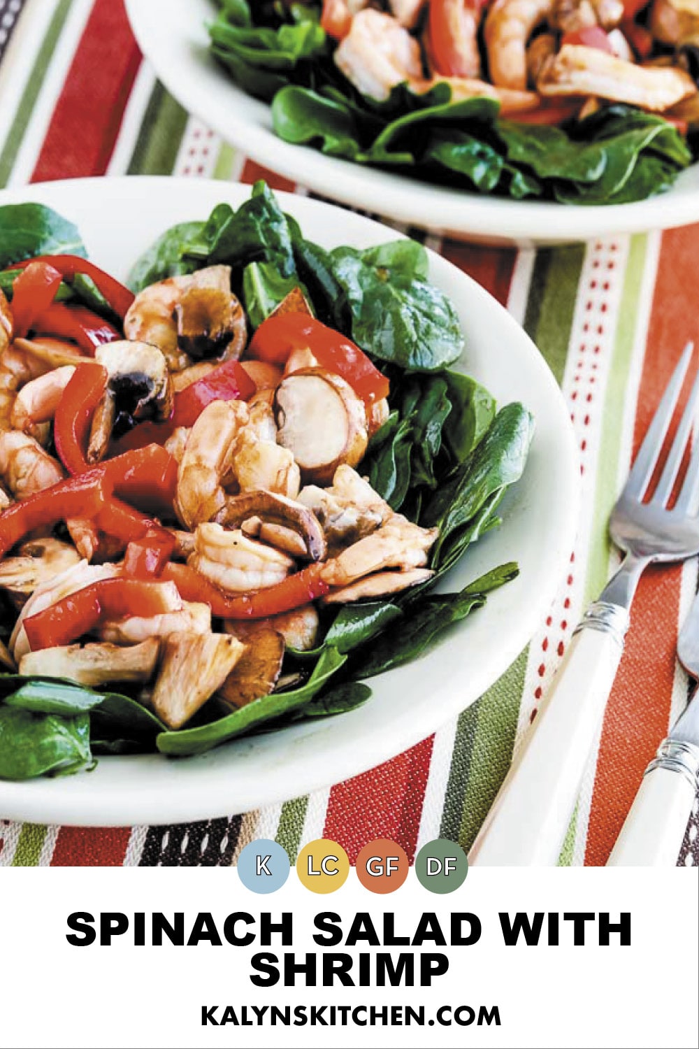 Pinterest image of Spinach Salad with Shrimp