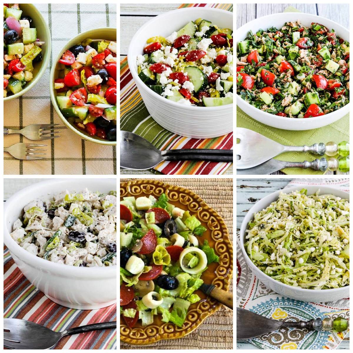 Favorite Salads with Pepperoncini Peppers collage of featured recipes