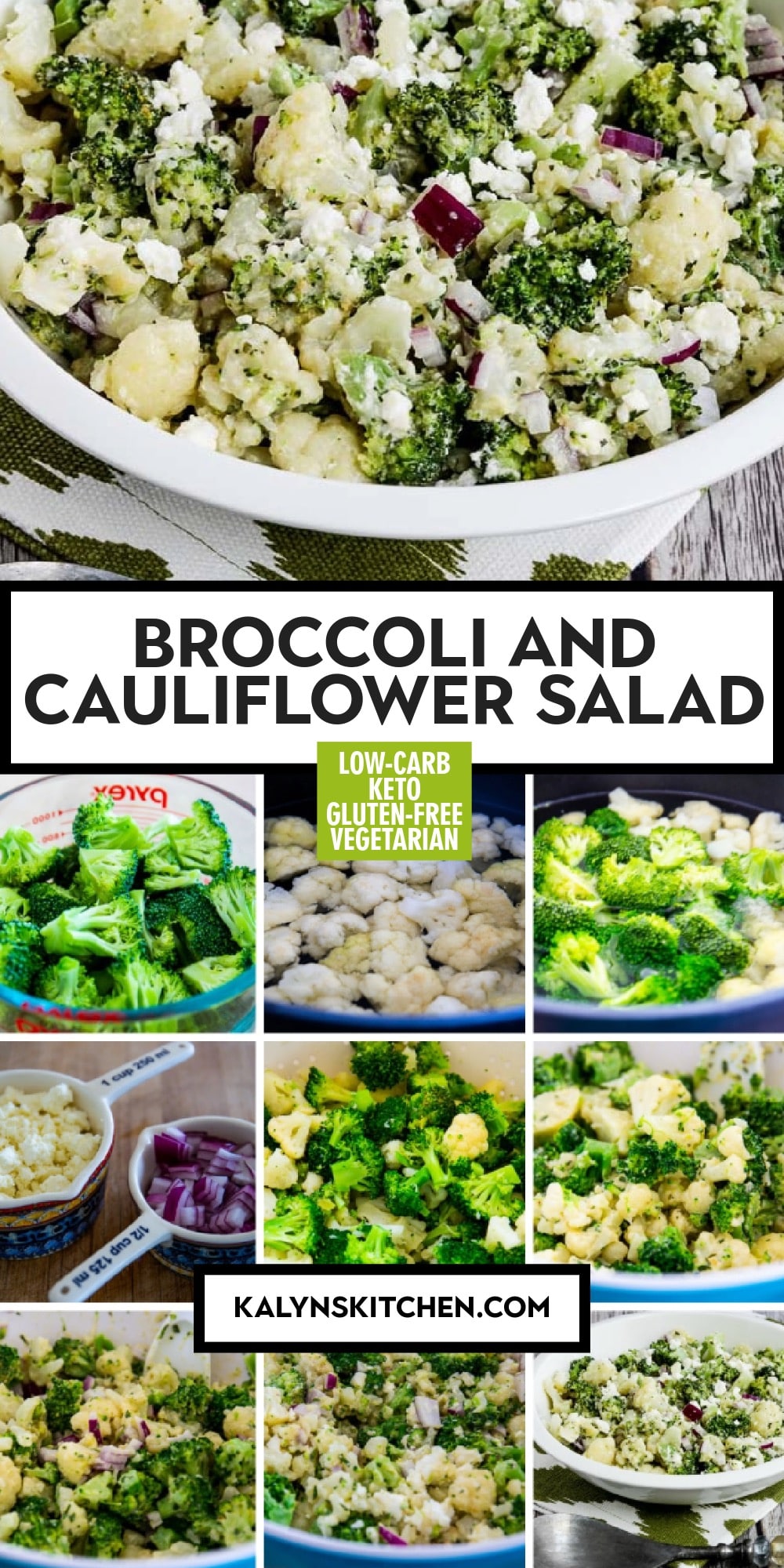 Pinterest image of Broccoli and Cauliflower Salad