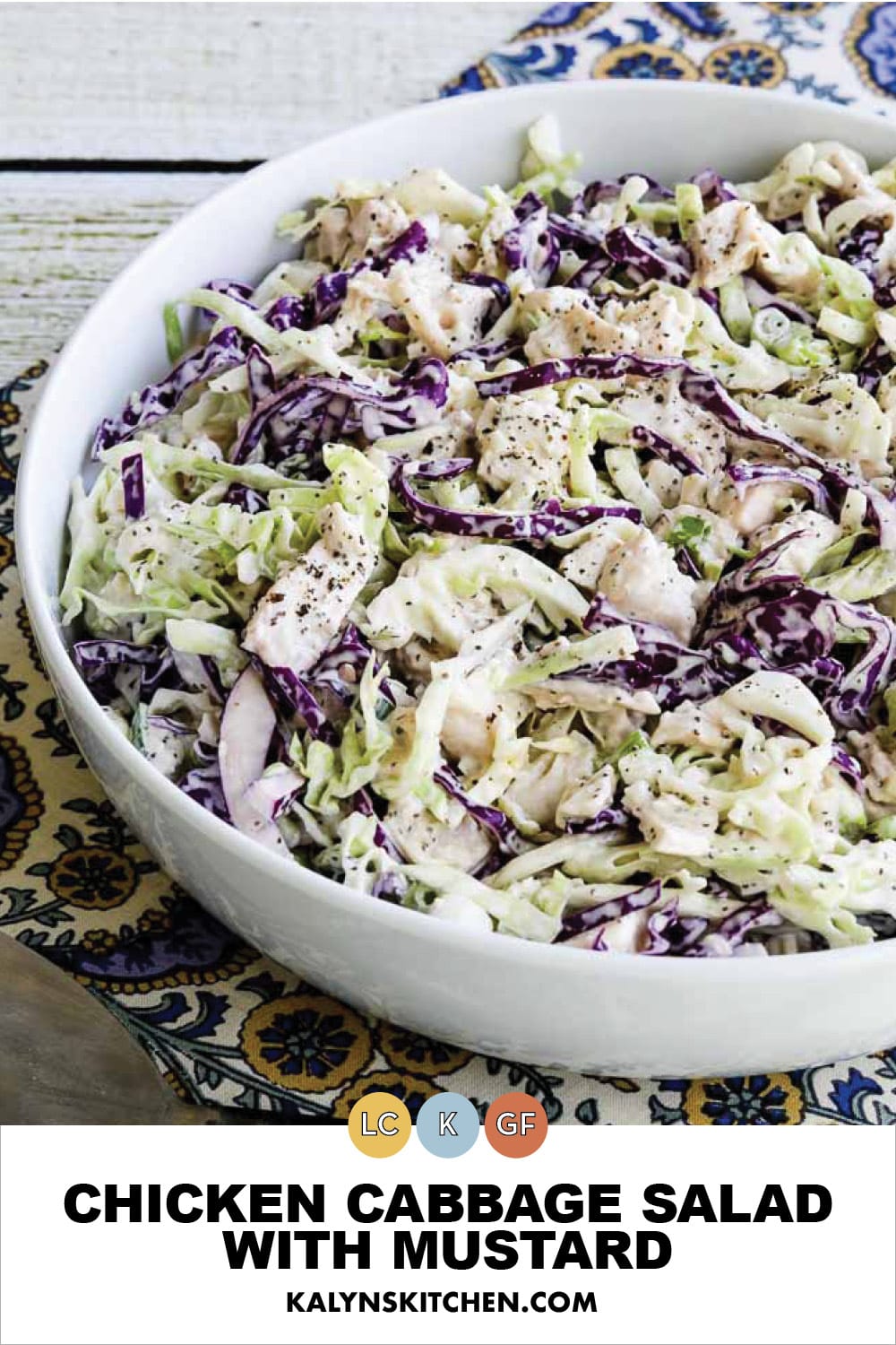 Pinterest image of Chicken Cabbage Salad with Mustard