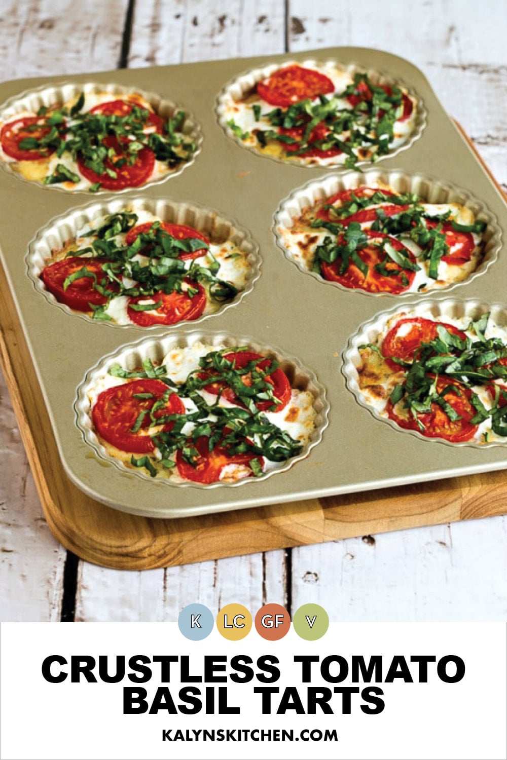 Pinterest image of Crustless Tomato Basil Tarts