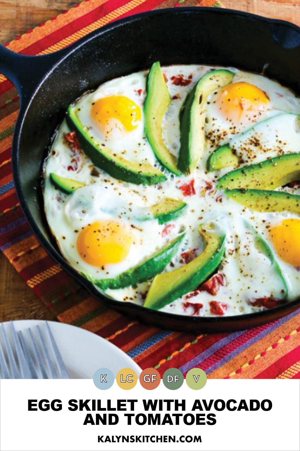 Pinterest image of Egg Skillet with Avocado and Tomatoes