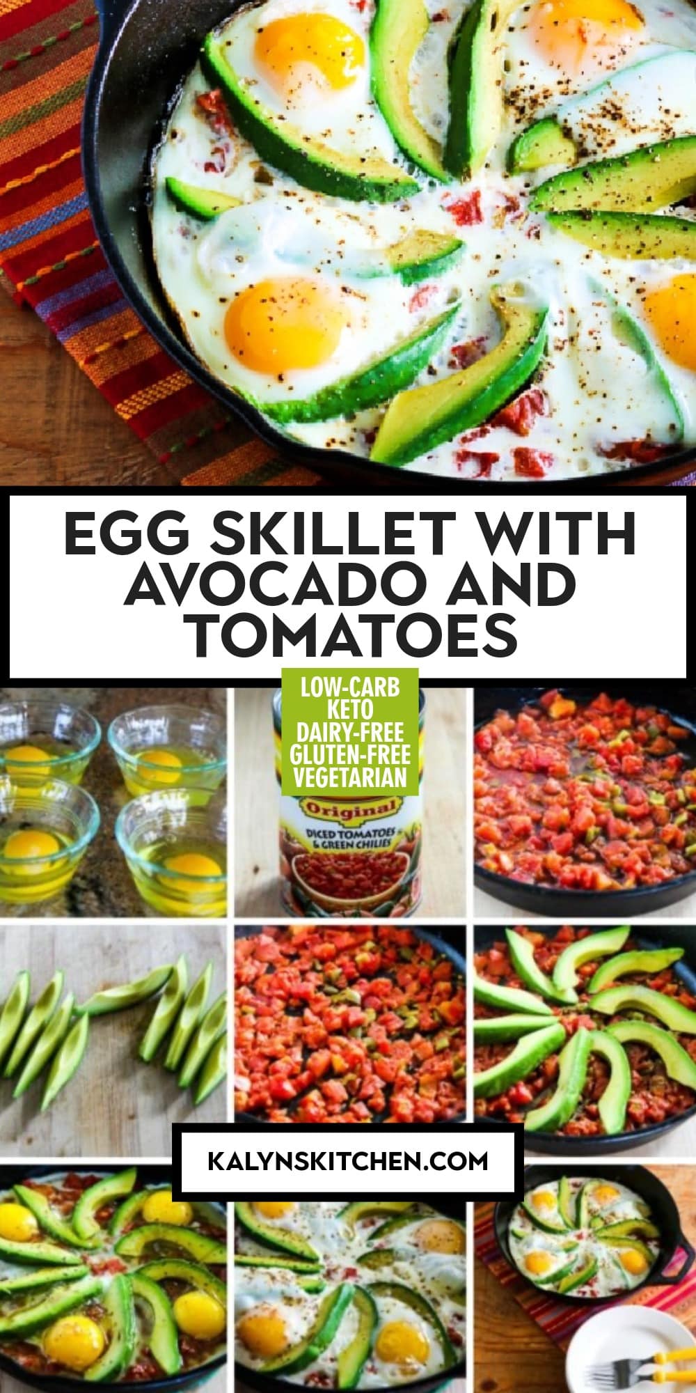 Pinterest image of Egg Skillet with Avocado and Tomatoes