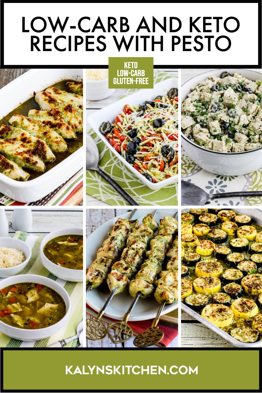 Pinterest image of Low-Carb and Keto Recipes with Pesto