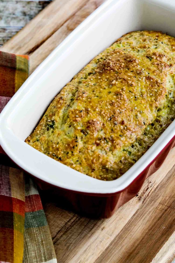 Low-Carb Gluten-Free Almond Flour Savory Bread finished bread in baking pan
