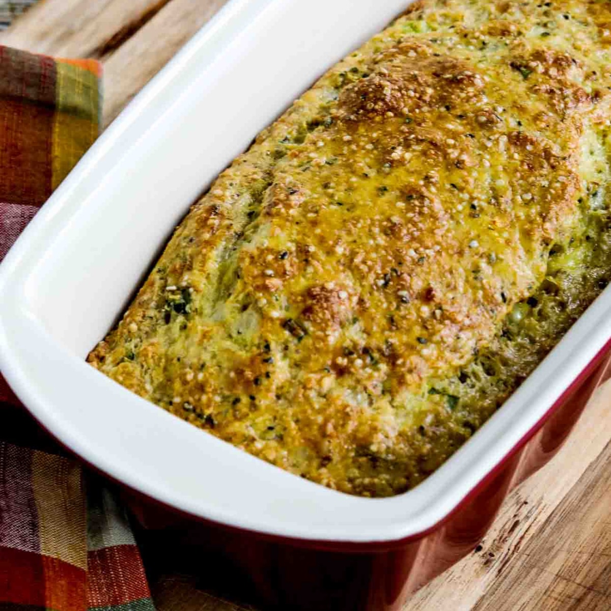 square image of Savory Almond Flour Bread in baking pan