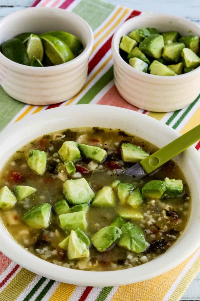 Instant Pot Low-Carb Chicken Tomatillo Soup close-up photo