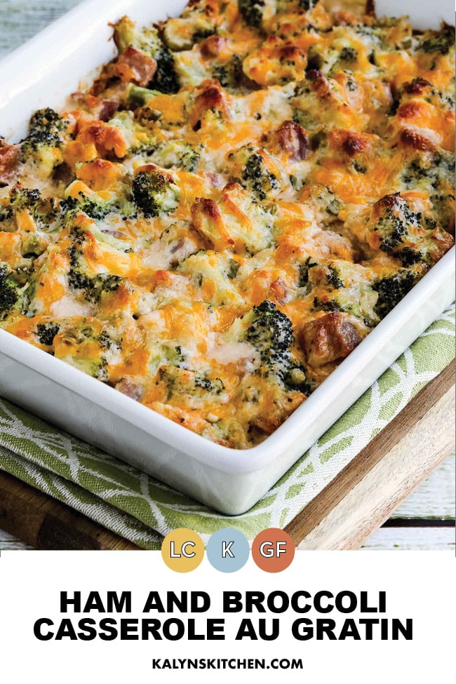 Pinterest image of Ham and Broccoli Casserole au Gratin