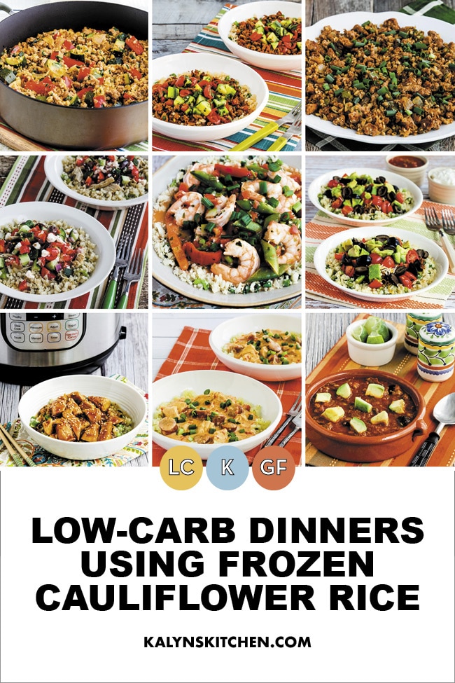 Pinterest image of low carb dinners using frozen cauliflower rice