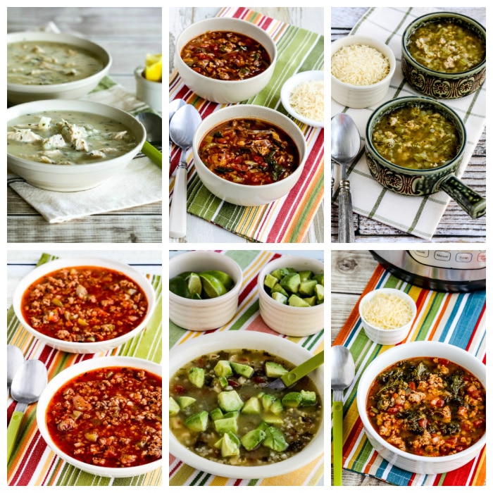 Low-Carb and Keto Soups with Cauliflower Rice top photo collage