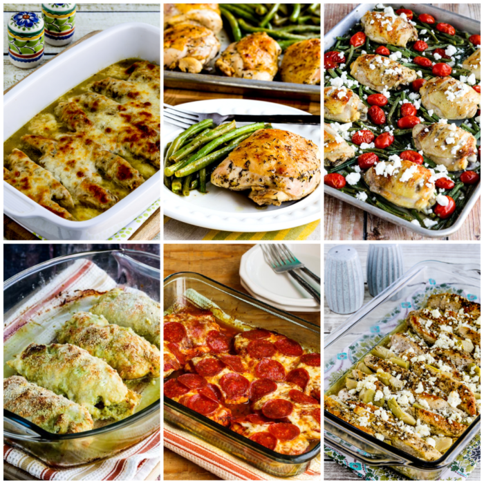 Low-Carb and Keto Baked Chicken Recipes collage of featured recipes 