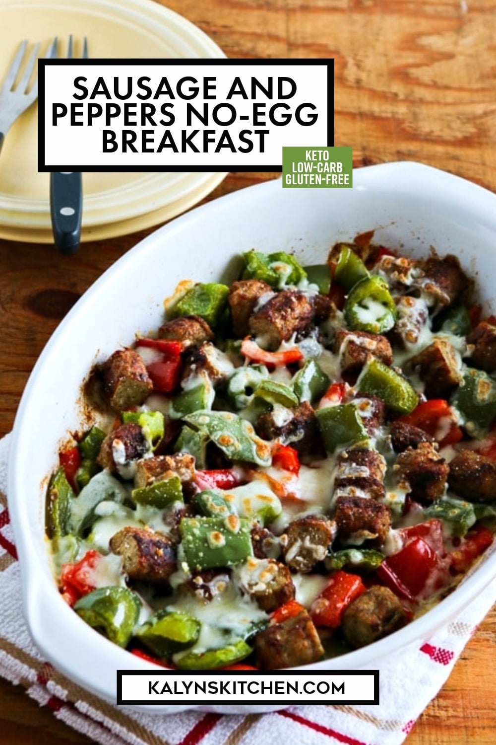 Pinterest image of Sausage and Peppers No-Egg Breakfast