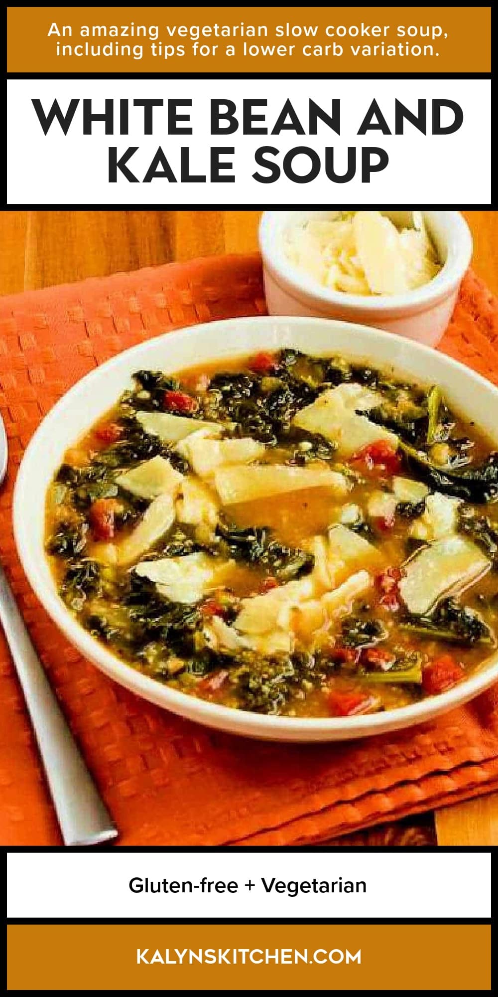 Pinterest image of White Bean and Kale Soup