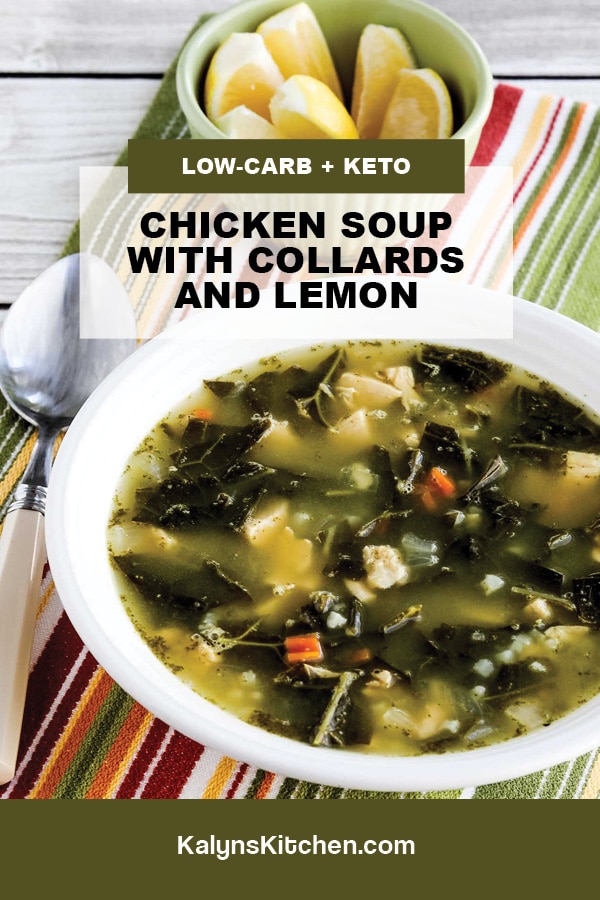 Pinterest image of Chicken Soup with Collards and Lemon