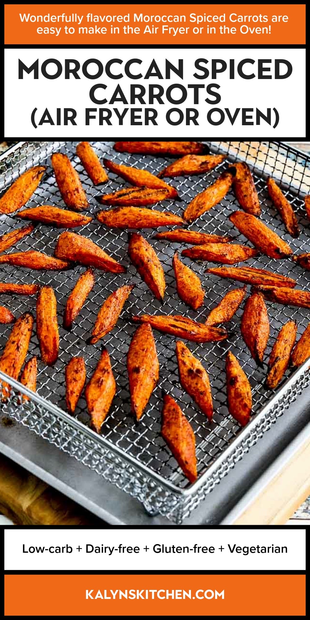 Pinterest image of Moroccan Spiced Carrots (Air Fryer or Oven)