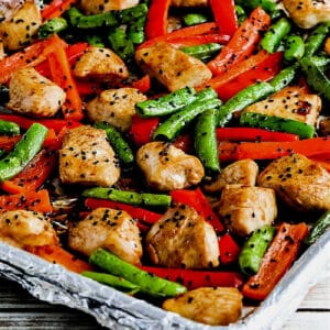Square image of Chicken Stir-Fry Sheet Pan Meal shown on sheet pan.