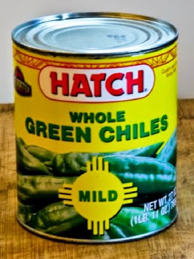 Large can of roasted whole green chiles.