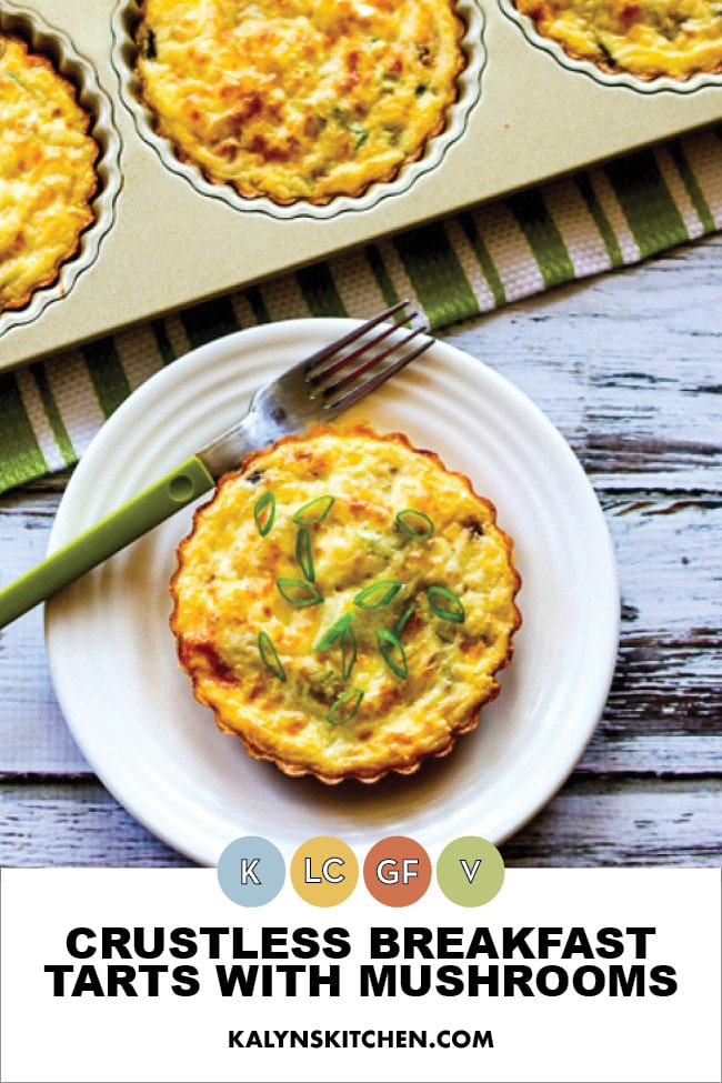 Pinterest image of Crustless Breakfast Tarts with Mushrooms