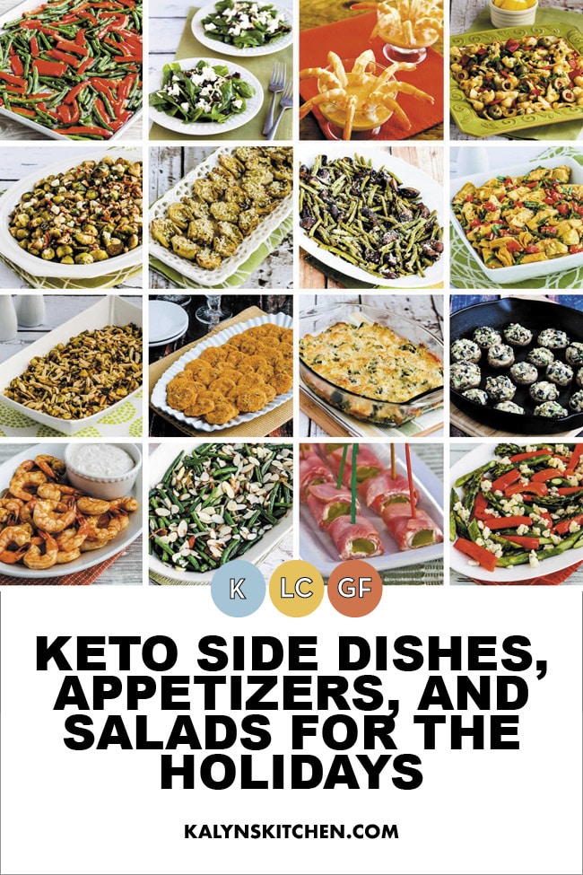 Pinterest image of Keto Side Dishes, Appetizers, and Salads for the Holidays