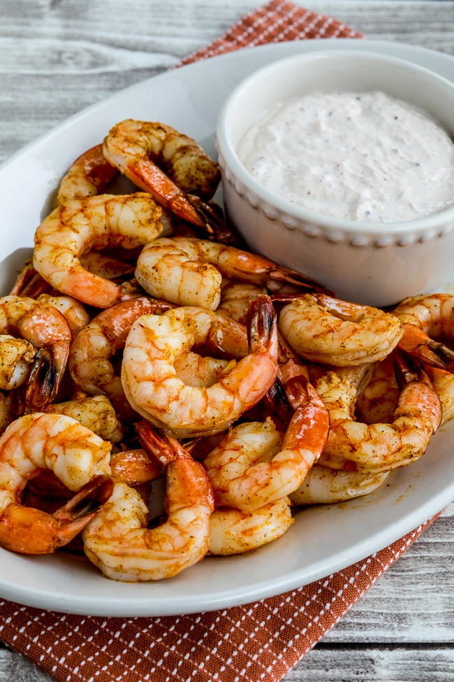 Air Fryer Shrimp finished dish with sauce