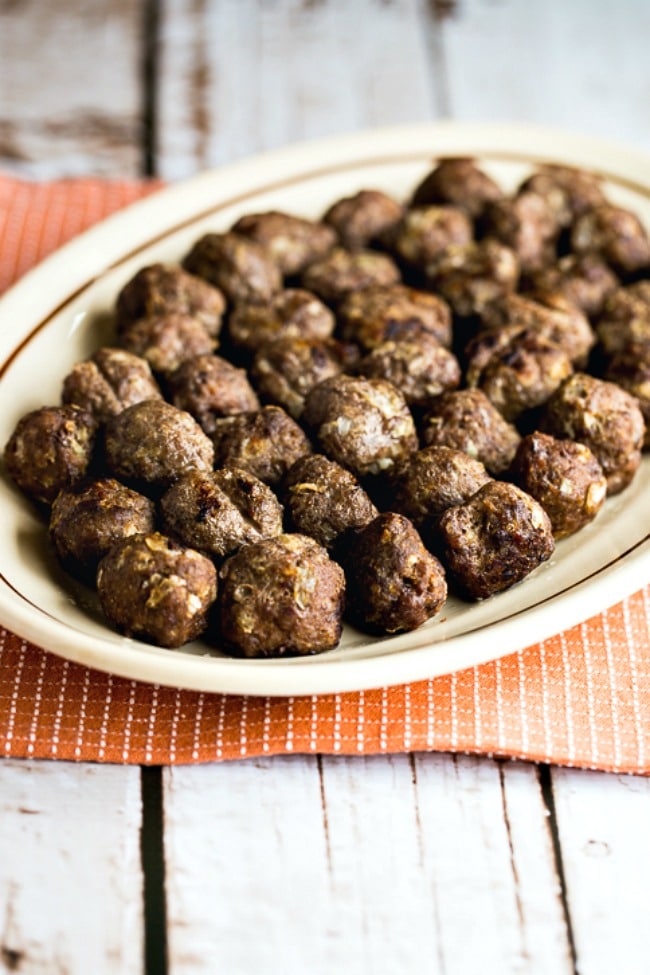 Freshly baked swedish meatballs on a serving plate