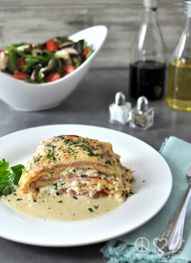 Chicken Cordon Bleu Lasagna from Peace Love and Low Carb