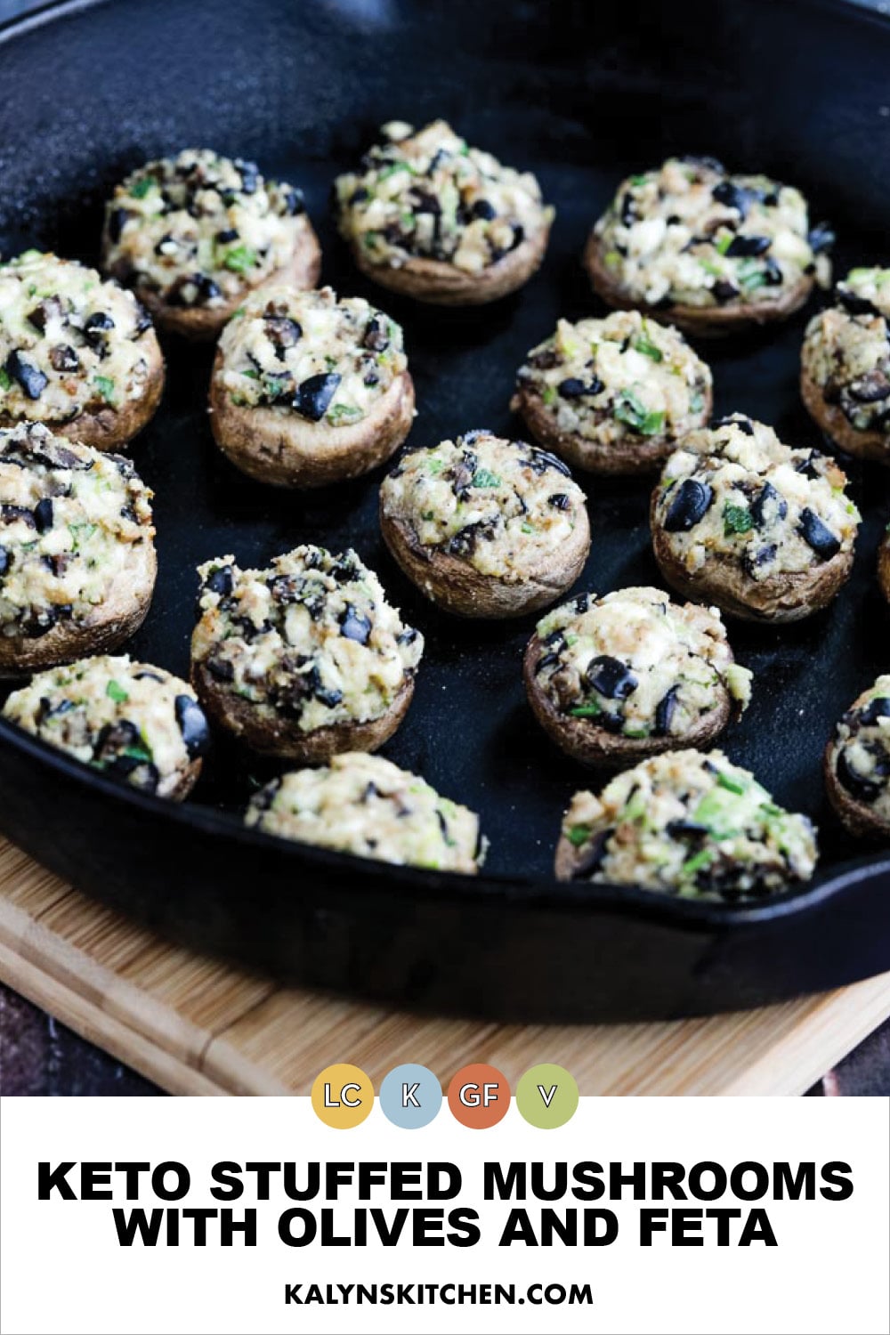 Pinterest image of Keto Stuffed Mushrooms with Olives and Feta