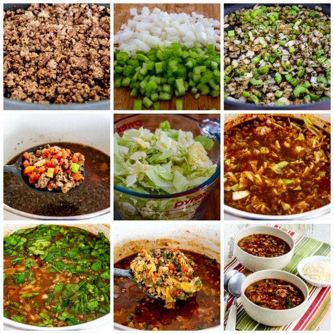 Ground Beef Vegetable Soup process shots collage