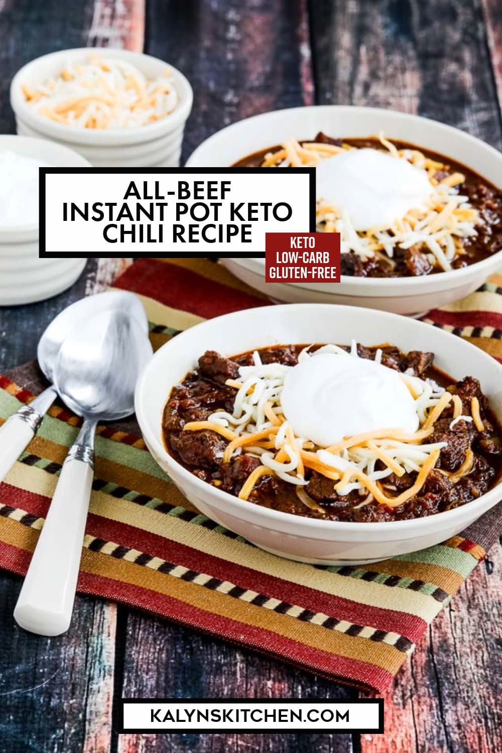 Pinterest image of All-Beef Instant Pot Keto Chili Recipe