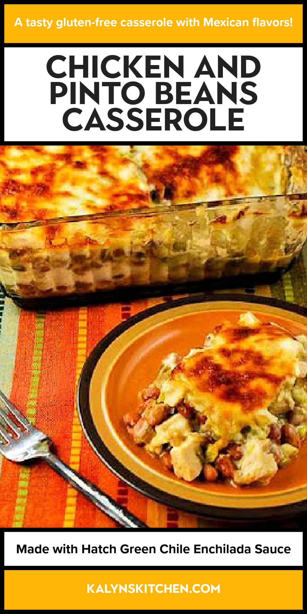 Pinterest image of Chicken and Pinto Beans Casserole