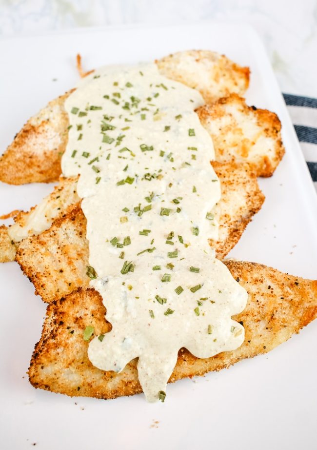 Low-Carb Air Fryer Fried Fish with Dijon Mustard Sauce from The Endless Appetite