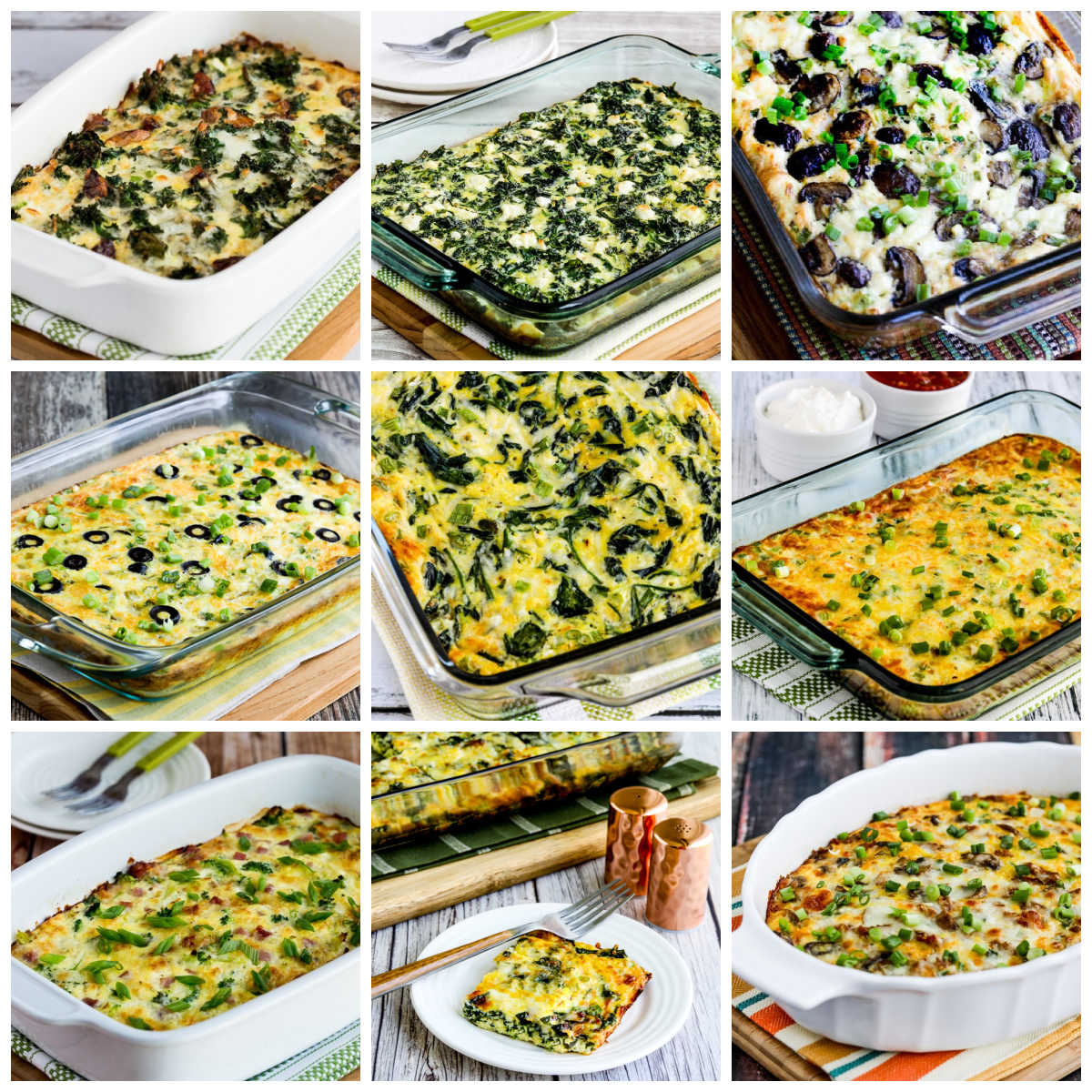 Low-Carb Breakfast Casserole Master Recipe collage of featured recipe images.