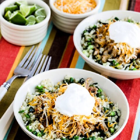 Green Chile Pork Taco Bowl finished meal in two serving bowls
