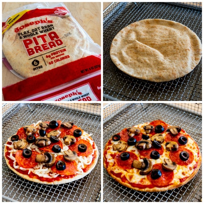 Air Fryer Pita Pizza collage
