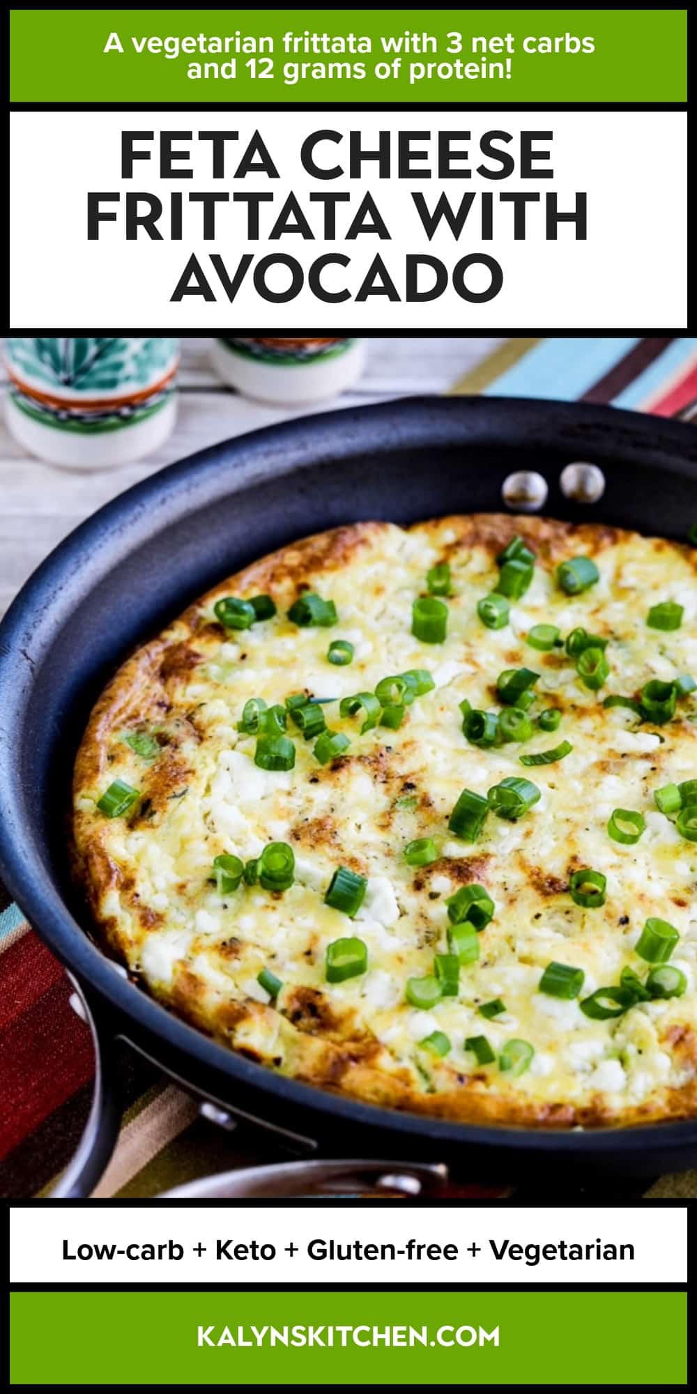 Pinterest image of Feta Cheese Frittata with Avocado