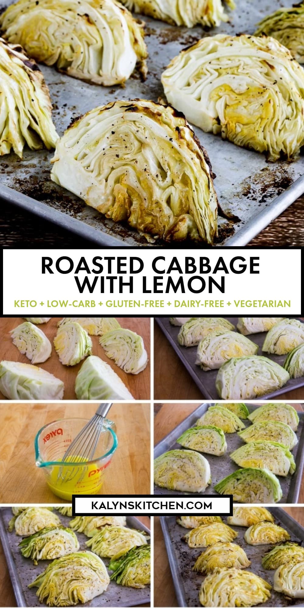 Pinterest image of Roasted Cabbage with Lemon