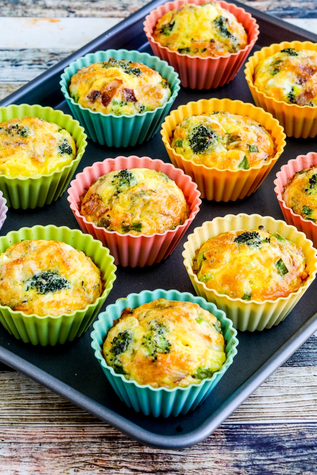 Keto Egg Muffin recipe with muffins shown on baking sheet