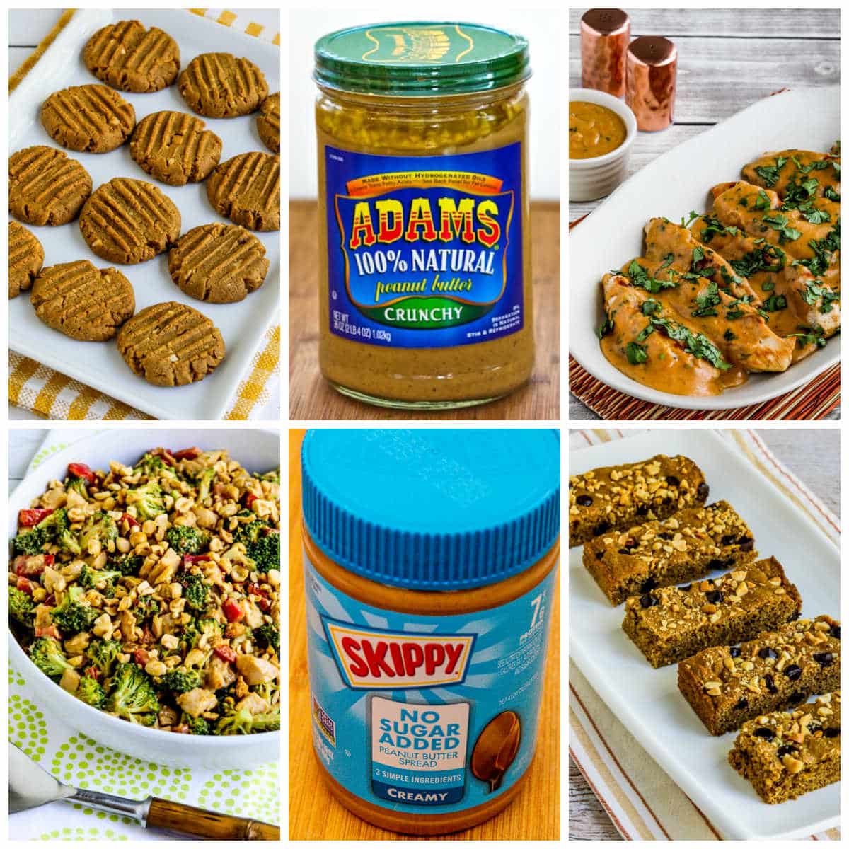 Recipes with No-Sugar Peanut Butter, collage of featured recipes.