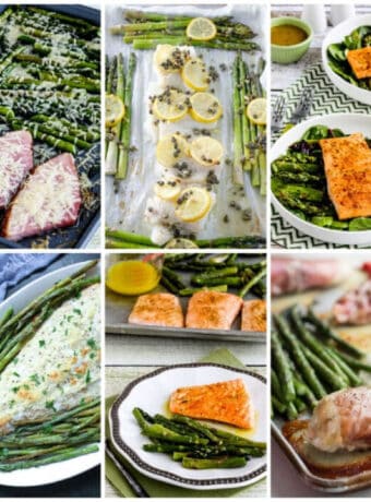 Square image for Sheet Pan Meals with Asparagus showing featured recipes.