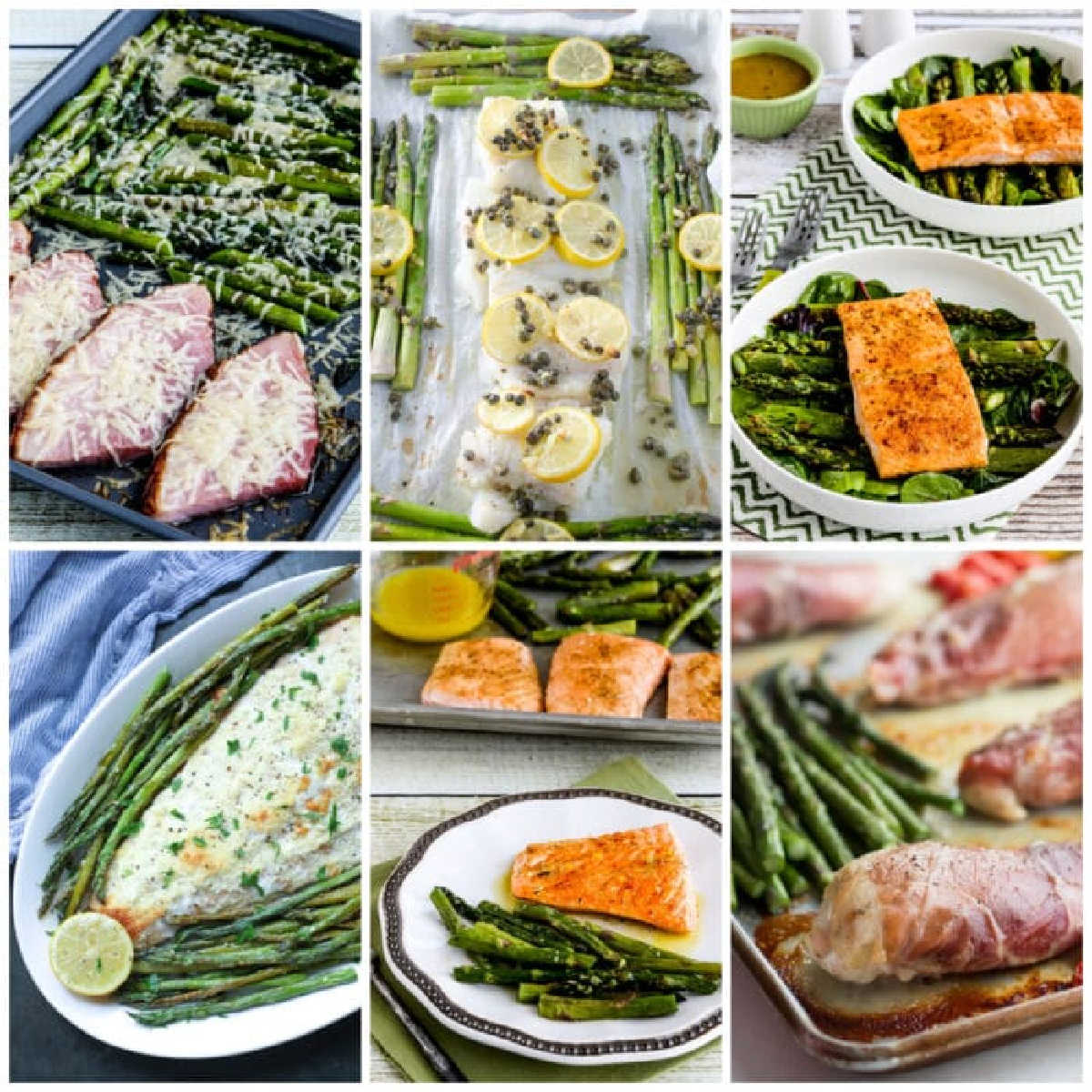Square image for Sheet Pan Meals with Asparagus showing featured recipes.