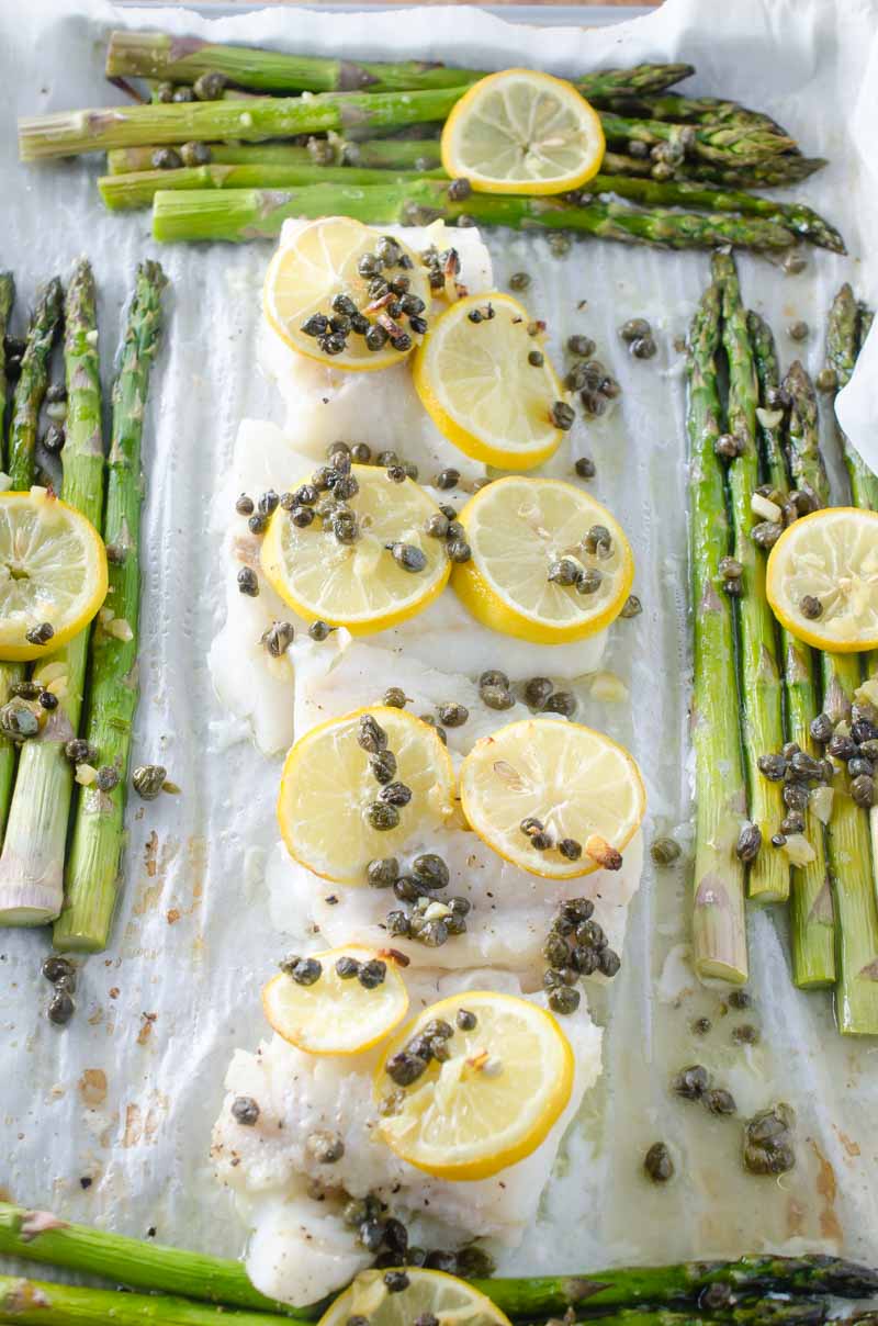 Cod and Asparagus Sheet Pan Dinner from Life's Ambrosia