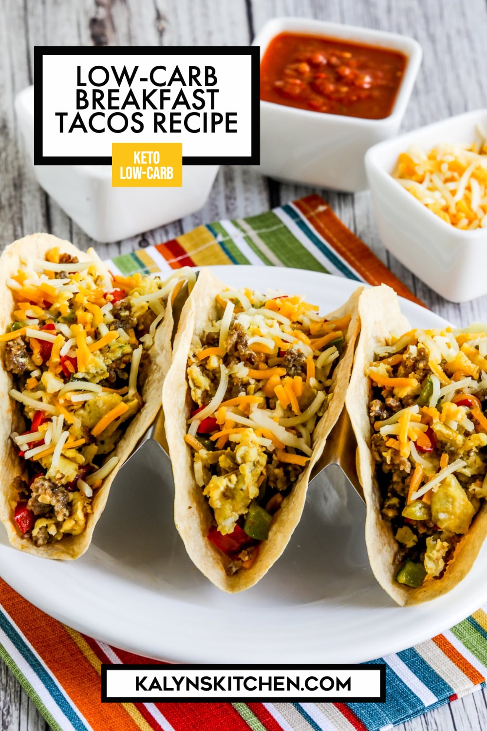 Pinterest image of Low-Carb Breakfast Tacos Recipe