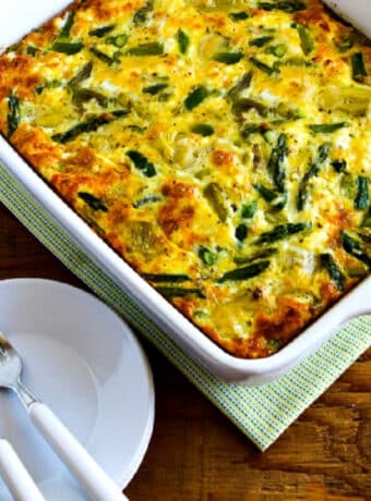 Square image of Breakfast Casserole with Asparagus and Artichokes
