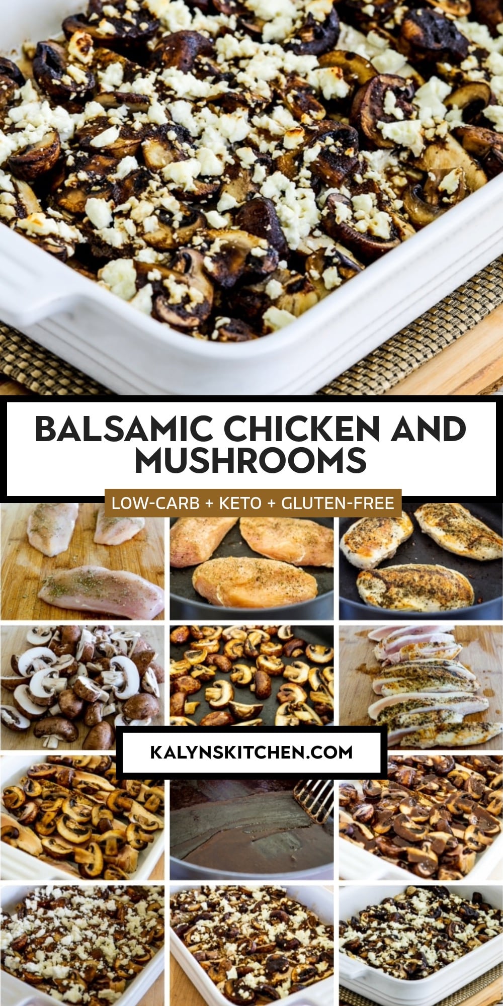 Pinterest image of Balsamic Chicken and Mushrooms