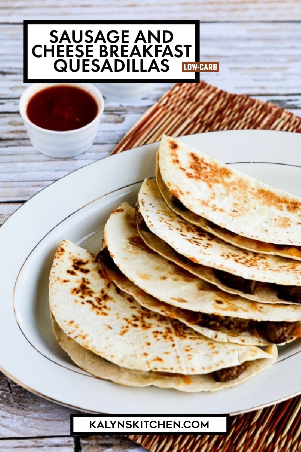 Pinterest image of Sausage and Cheese Breakfast Quesadillas