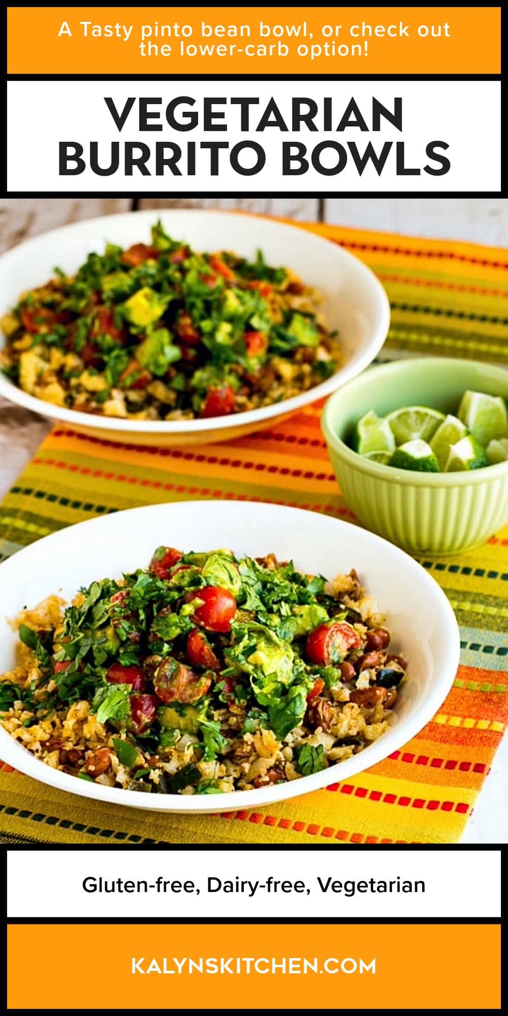 Pinterest image of Vegetarian Burrito Bowls