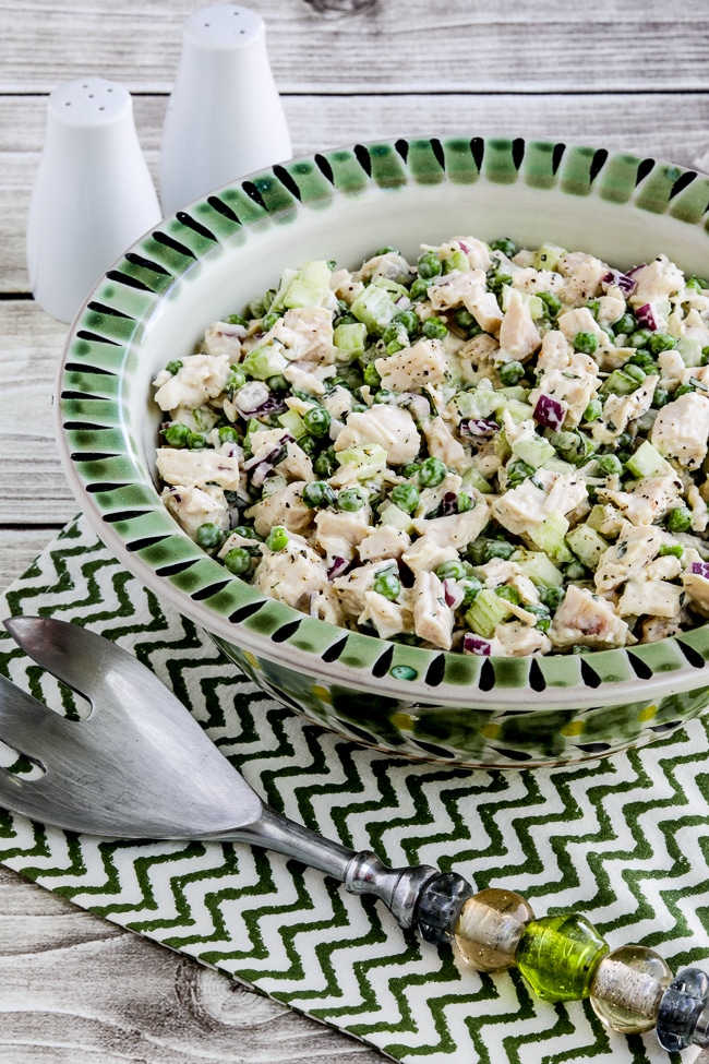 photo of Tarragon Chicken Salad in serving bowl with salad spoon