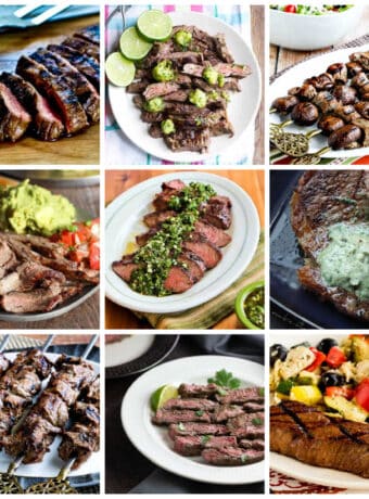 Collage image for Amazing Keto Steak Recipes showing featured recipes.